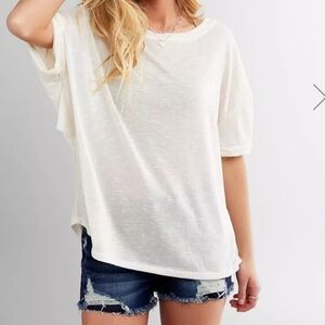 BKE short sleeved tee shirt open back slub knit, size small